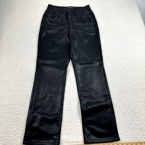 Judy Blue Faux Leather Pants Women's 5/27 Black Tummy Control High Rise Straight